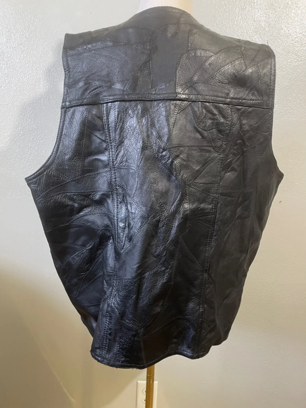 Genuine Leather Black Western Biker Vest 2XL XXL Rider Navarre Leather Company